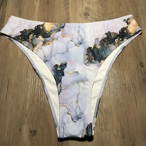 Blue Marble Print Bikini Bottoms
